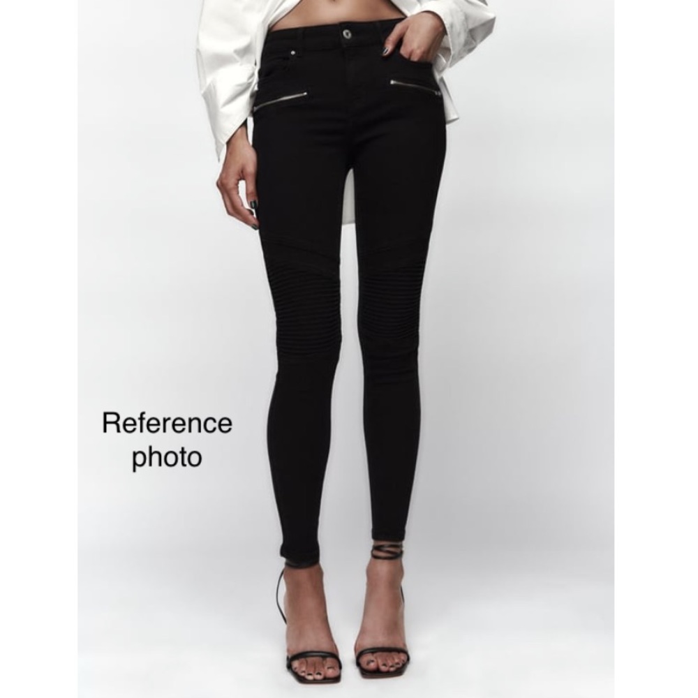 Zara Basic Z1975 Dark Gray Skinny Distressed Bike… - image 2